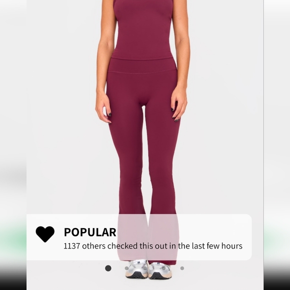 SET: Deep burgundy sculpt flare yoga pants, basic sculpt jacket PLT - Picture 4 of 4